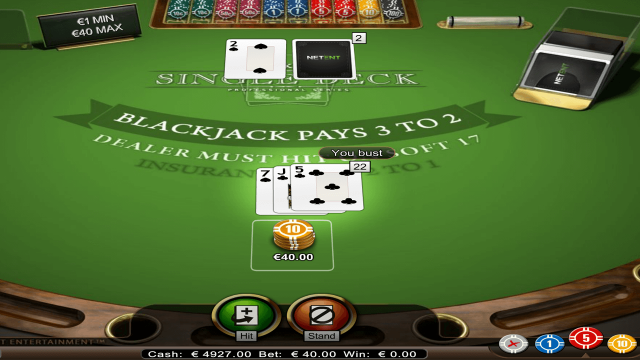 Игровой интерфейс Single Deck Blackjack Professional Series 7